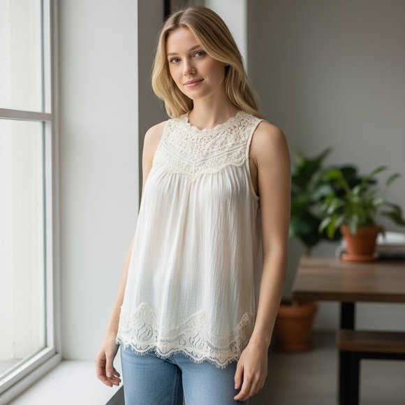 Umgee Ivory Sleeveless Lace Top
New - Picture 2 of 10